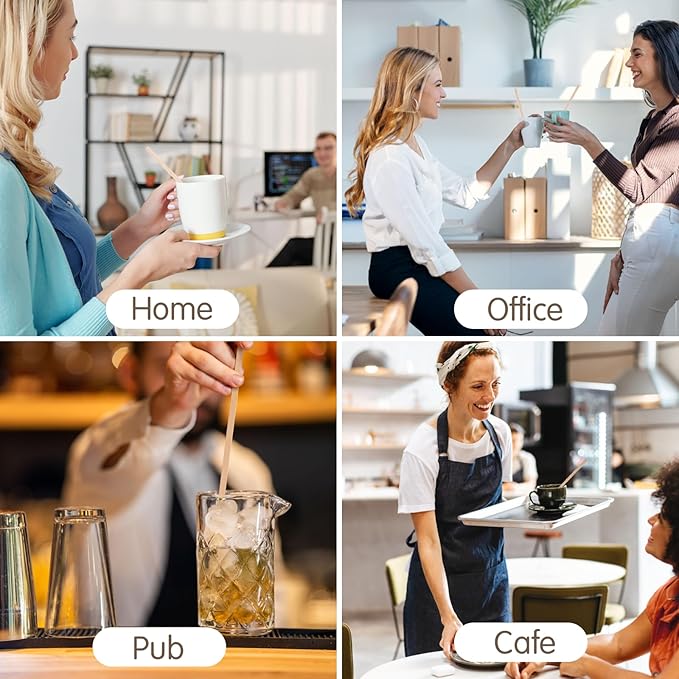 WISYOK 500 PCS Coffee Stirrers, 7 Inch Premium Birch Wood Sticks, Smooth Round Ends, Splinter-Free Disposable Stir Sticks for Coffee, Cocktails, Office, Home Use