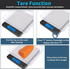 Small Digital Gram Scale 1000g by 0.01g, MEIYA High Accuracy Scale for Food Ounces and Grams, Upgrade USB Charging Kitchen Scale Digital Weight for Cooking, Baking, with Tare Function, 9 Units, 2 Tray