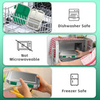 Stainless Steel Kids Leak-Resistant Bento Lunch Box, 3-Compartments with Silicone Container, Dishwasher-Safe, Child-Friendly Design for School, Picnics & Travel,BPA-Free (Green)