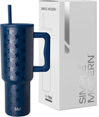 Simple Modern 4th of July 40 oz Trek Tumbler with Handle and Straw Lid | Cup Holder Friendly Insulated Stainless Steel Travel Mug | Stars Navy