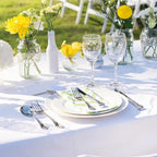 6 Pack White Square Tablecloths, 60 x 102 Inch Stain Resistant and Wrinkle Polyester Fabric Washable Table Clothes Cover for 6 Foot Table, Wedding, Reception Banquet, Birthday Party, Buffet Restaurant