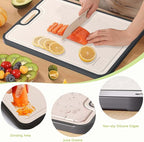 Titanium Cutting Boards for Kitchen, Cutting Board Double Sided Food Grade, Pure Titanium and Wheat Straw PP, Dishwasher Safe Easy to Clean Large Size 16”×11”