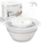 COOK WITH COLOR Collapsible Salad Spinner - 4 QT Space Saving Lettuce Dryer with Folding Collapsible Colander Great for Washing and Drying Fruit and Vegetables (White)