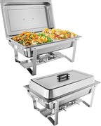 GarveeHome Chafing Dish Buffet Set 2 Pack, 8 QT Food Servers and Warmers Stainless Steel Chafer with Water Pan for Weddings, Parties, Banquets, and Catering