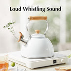 ROCKURWOK Tea Kettle, Tea Pot with Cool Touch Ergonomic Handle, Teapot Food Grade Stainless Steel, Tea Kettle Stovetop, Kettle Teapot, Whistling Tea Kettle, Small Tea Pot, 1.6 Quart (White)