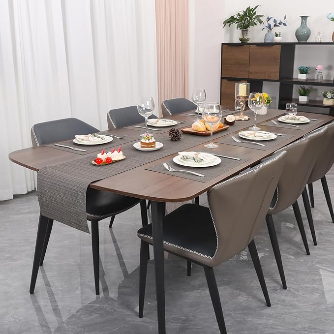 Myir JUN Placemats Set of 6, Vinyl Woven Placemats Place Mats Indoor Washable Table Mats Non-Slip Place mats for Dining Table (Dark Gray, Set of 6)