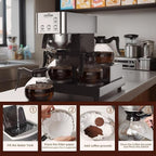 crosson 12 Cup Commercial Coffee Brewer with 4 Warmers & 4 Glass Decanter,Pour Over Drip Coffee Maker with Stainless Steel Housing and 304 SS Funnel