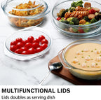 NUTRIUPS Round Glass Casserole Dish Set, Glass Casseroles Cookware with Lid, Set of 3 (1L, 1.4L, 1.7L)