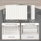 Stone Drying Mat for Kitchen Counter, Collapsible Dish Drying Mat, Large Quick Drying Absorbent Diatomaceous Earth Mats for Kitchen Dish Racks Bottles Cups 24"(L)×16"(W), Fit Most Countertop