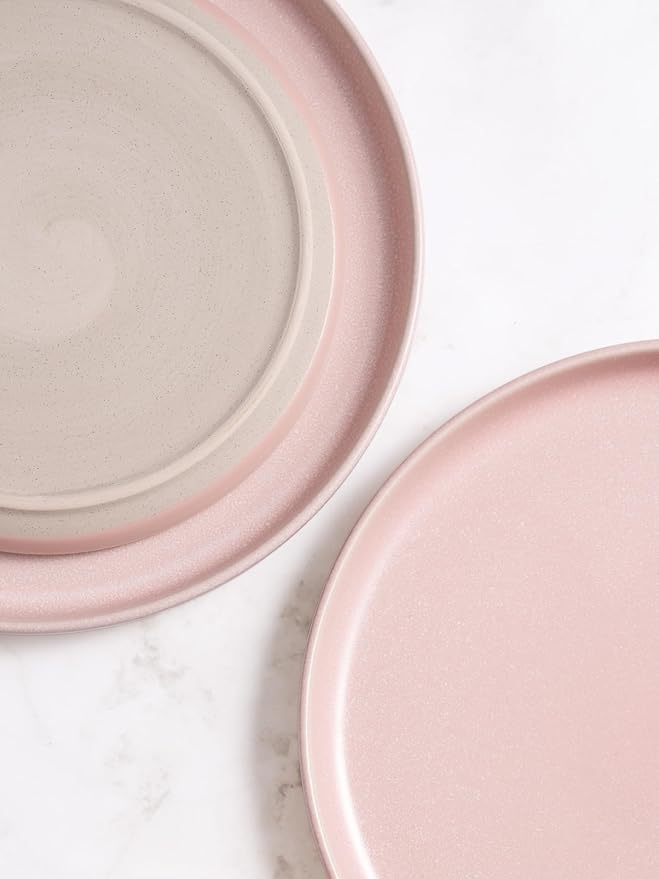 famiware Milkyway Dinner Plates, 10.24 inch Plates for 6, Stoneware Dessert Plates Dish Set for Kitchen, Reactive Glaze Plate Set, Microwave and Dishwasher Safe, Light Pink