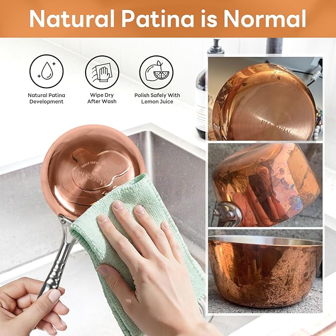 Macevia Mini Sauce Pan,Copper Stainless Steel Butter Warmer Small Pot with Handle, Multipurpose Use for Home Kitchen or Restaurant (0.12 Quart/4 Inch)