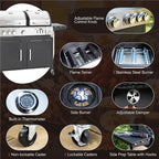 Sophia & William Charcoal and Propane Gas Grill Combo with Side Burner & Porcelain-Enameled Cast Iron Grate, Dual Fuel BBQ Grill for Outdoor, Barbecue Grill, 690 SQIN Cooking Area