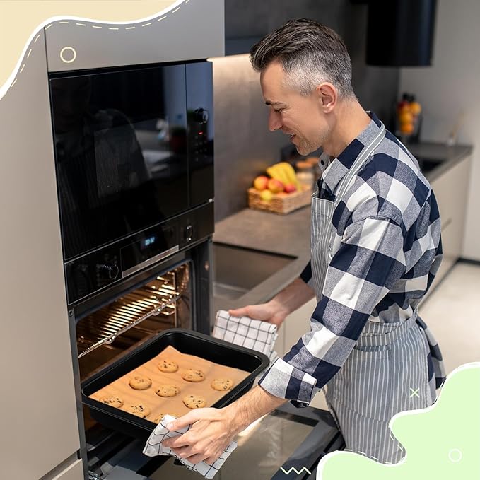 4 Pcs Cake Baking Pan with Lid and Handle, 9 x 13 Inch Non-stick Rectangle Sheet Cake Pan Carrier for Brownie Roasting Cooking Baking (Black Gray)