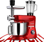 COOKLEE 6-IN-1 Stand Mixer, 8.5 Qt. Multifunctional Electric Kitchen Mixer with 9 Accessories for Most Home Cooks, SM-1507BM, Ruby Red