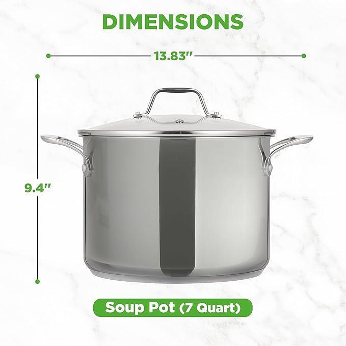 NutriChef 8-Quart Stainless Steel Stock Pot - 18/8 Food Grade Stainless Steel Heavy Duty Induction - Stock Pot, Stew Pot, Simmering Pot with See-Through Lid, Dishwasher Safe - NCSP8