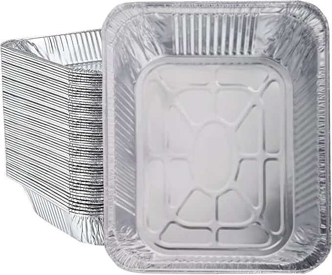 INFINITY EL Disposable Aluminum Foil Pan 100 Pack | Half Size 12.5" x 10" x 2.5" Deep Disposable Baking Pan | Heavy Duty Aluminum Foil Pan for Roasting Turkey, Lasagna, Thanksgiving, Christmas & Party