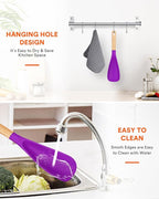 Cooking Spoon for Nonstick Cookwares, Great for Cooking and Serving Sturdy BPA-Free Matte Silicone, Wood Handle Spoon for Mixing, Scoop, and Scrape (BERRY)