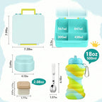 Lunch Box Kids Box Bento Box for Kids - 9oz Soup Thermo, Insulated Bento Lunch Box with Leak Proof Vacuum Insulated Food Jar - 5 Compartments((Blue Sky)