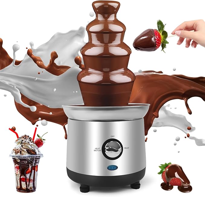 Chocolate Fountain Machine 4 Tiers Electric Chocolate Fondue Fountain Machine Cheese Fountain Perfect for Nacho Cheese, Chocolate Sauce, Wedding, Party