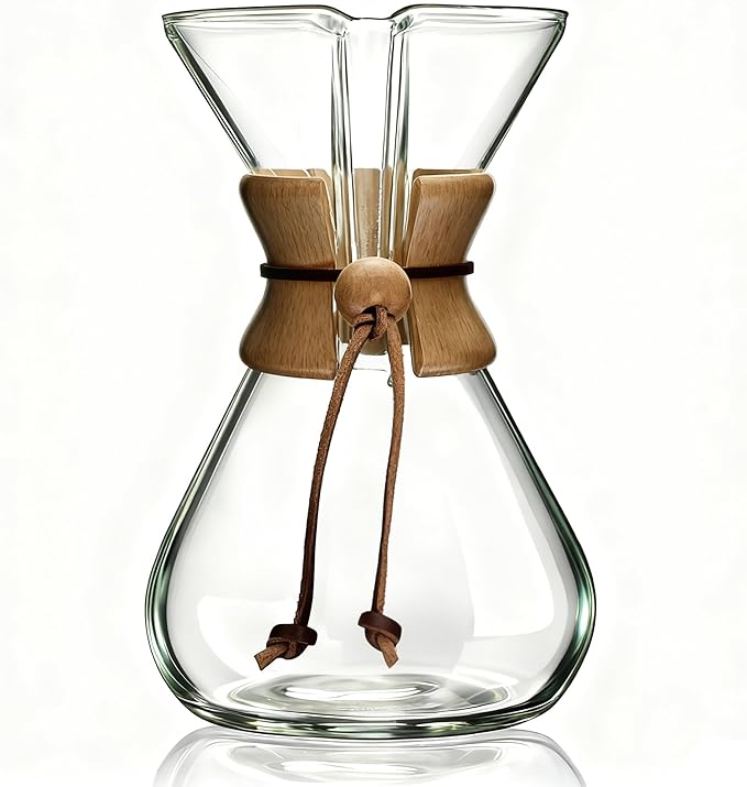 AGOGO Pour Over Coffee Maker Set Glass Coffee Maker with 50pcs Filter Paper -for Home, Office, Camping, Cafes - Easy Clean Coffee Dripper Set (Rag&Brush Included)(10 Cup/34oz)