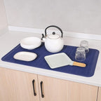 Silicone Dish Drying Mat for Multiple Usage,Easy clean,Eco-friendly,Heat-resistant Silicone Mat for Kitchen Counter or Sink,Refrigerator or Drawer Liner Navy Blue 4XL 32 inches x 18 inches
