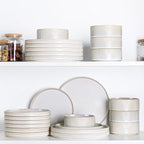 TheTerra Ceramic Dinnerware Sets for 6, 18 Pieces Porcelain Lightweight Plates and Bowls Sets, Scratch Resistant Dish Set, Oven & Microwave & Dishwasher Safe, Reactive White