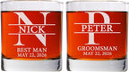 Set Of 2, Personalized Whiskey Glass For Groomsman Gifts, Best Man, Groom, 11oz Old Fashioned Custom Monogrammed Whiskey Glass