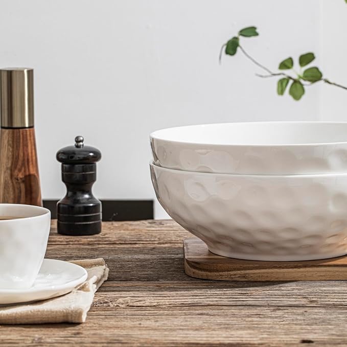 Large Pasta Bowls Set of 2, 10 Inch Pasta Serving Bowl Dinner Bowls, Kitchen Bowl Set, Microwave and Dishwasher Safe, Scratch Resistant, Set of 2