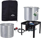 Hike Crew 100QT Outdoor Boiling Kit with Igniter| 110,000 BTU Seafood Boiler Set for Steaming or Cooking Fish, Crawfish, Crab & More | Includes Pot, Lid, Strainer, Burner Stand and Storage Cover