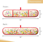 Maison d' Hermine Double Oven Mitts 100% Cotton 7"x35" Double Oven Mitt Heat Resistant BBQ Cooking Gloves with Loop, Baking, Grilling, Kitchen, Handling Hot Pans Spring Summer (Jardin D'Ete - Fog)