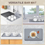 Silicone Coffee Mat with 6 Coasters,24"x16" Counter Bar Mat Fits Under Coffee Maker/Pot & Espresso Machine, Bar Aceessories,Detachable Drying Pad for Tamper,Sugar Packets,Cups & Countertop Protection