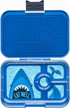 Yumbox Tapas Leakproof Bento Lunch Box Container (Monte Carlo Blue with Shark Tray) 4 Compartment Sandwich Friendly Tray. Pack Sandwiches, Wraps, Bagels and more.