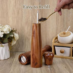 2 Pack 10 Inch Acacia Wooden Salt and Pepper Grinder Set, Manual Salt and Pepper Mills, Salt Grinder Refillable with Adjustable Coarseness, Ceramic/Stainless Steel Core Tableware Gifts