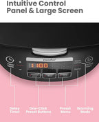 COMFEE' Rice Cooker, Japanese Large Rice Cooker with Fuzzy Logic Technology, 11 Presets, 10 Cup Uncooked/20 Cup Cooked, Auto Keep Warm, 24-Hr Delay Timer