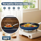 DishDelight Pots and Pans Set Nonstick, 9,11 Inch Frying Pan Set, Induction Ceramic Frying Pans with Stay-Cool Handles, Added Plasma Diamond, Blue