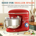 CHeflee Stand Mixer,600W 6+P With 6.5QT Stainless Steel Bowl,Dough Hook, Wire Whip & Beater,for Most Home Cooks,Red