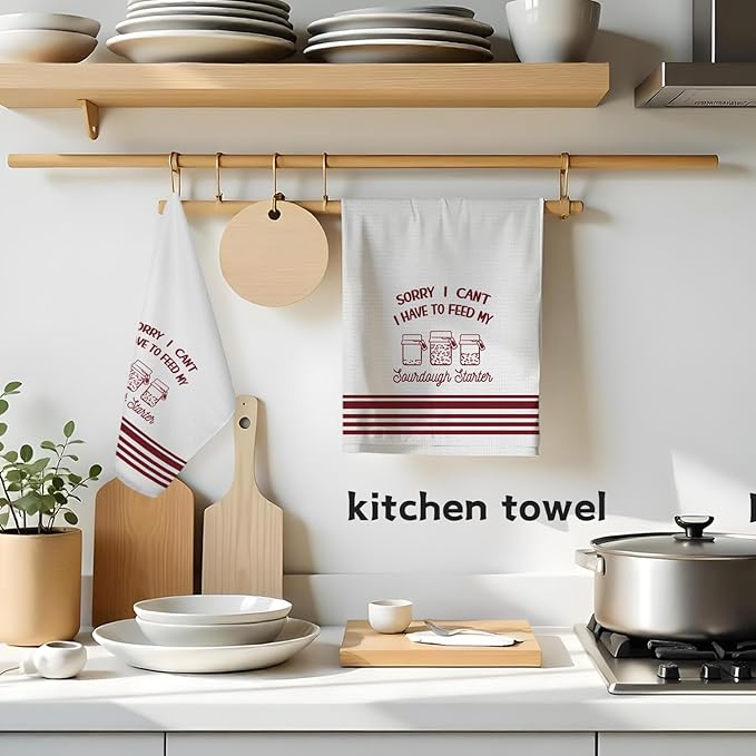 Funny Sourdough Baking Kitchen Towels, Gifts for Sourdough Bakers Tea Dish Towels for Kitchen, Baking Lover Gifts Decorative Hand Towels, 16x24 Inch Wine red