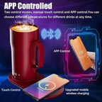 Smart Self Heating Coffee Mug 18 Oz Temperature Control Heated Coffee Mug App Controlled Warmer Mug 5-10 Hour LED Display Keep Coffee Hot All Day Fast Wireless Charger Base Rogue red