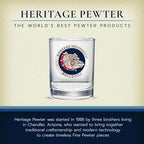 Heritage Pewter Gonzaga Double Old Fashion | Double Rocks Glass 14 OZ for Liquor | Expertly Crafted Pewter Glass