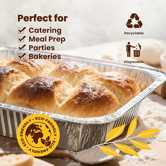 Fit Meal Prep 40 Pack 9x13 Aluminum Foil Pans - Heavy Duty Half Size Baking Pans Disposable for Roasting, Cooking, Serving, and Freezing - Tin Pan Trays for Buffet, Meal Prep, and Food Storage