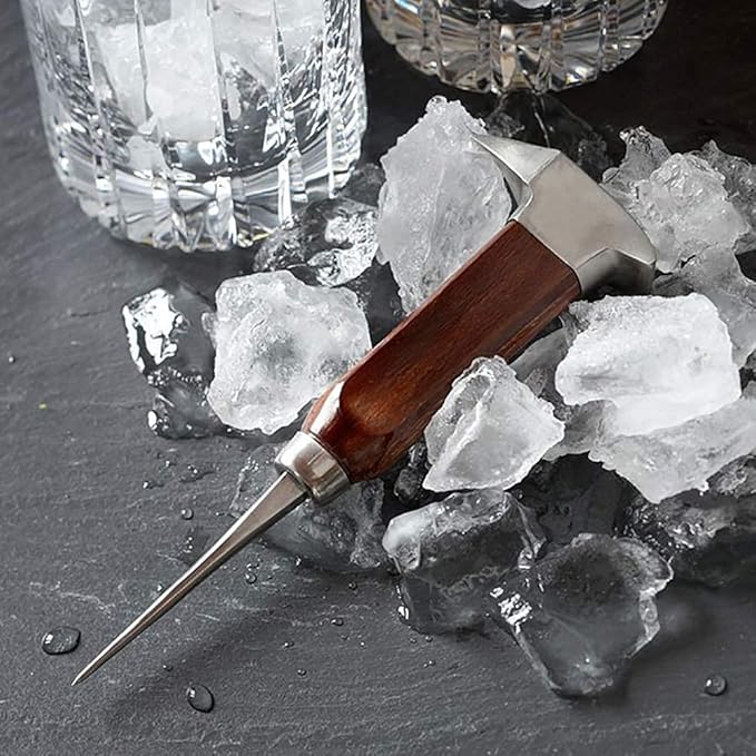 Ice Pick Stainless Steel, Ice Picks for Breaking Ice, Ice Pick with Wood Handle, Ice Picks for Kitchen, Bars, Bartender, Best Ice Carving Tools (short)