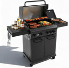 4-Burner Propane Gas Grill, 50,000 BTU Heavy Duty Outdoor BBQ Grill with Side Burner, Cast Iron Cooking Grates & Griddle for Backyard Barbecue