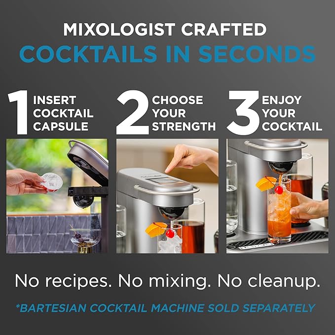 Bartesian 16-Pack Old Fashioned Mixer Capsules for Cocktail Machine – Home Bar Mixology Cocktails Mix Pod Capsule Set To Use With the Bartesian Cocktail Drink Maker Machine