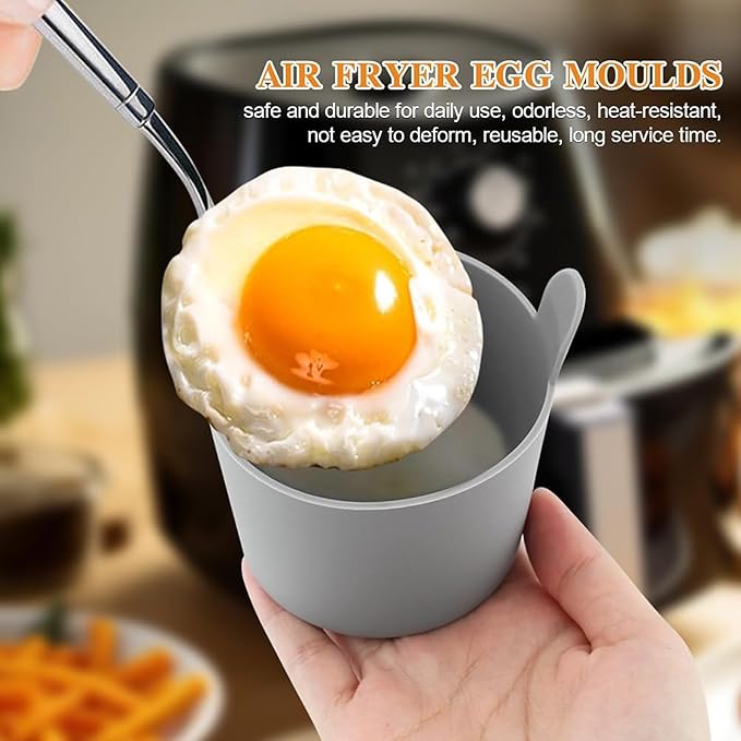 Microwave Egg Poacher, Nonstick Egg Boiler Poacher 4 PCS, Egg Poacher Cups, Boiled Egg Mold, Poached Egg Cooker for Baking Oven Microwave Stovetop Egg Cooking Air Fryer (A)