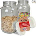 (Pack of 2) 1 Gallon Clear Plastic Jars with Lids, Food-Safe, Candy & Cookie Plastic Containers Jars w/Lids for Buffets & Party Events, Ideal for Kitchen & Pantry Food Storage by Billy Buckskin Co.
