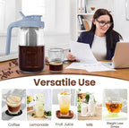 Cold Brew Coffee Maker,32 oz Mason Jar Pitcher with Stainless Steel Filter, Pour Spout Handle Lid, Heavy Duty Glass Airtight & Leak-Proof Pitcher for iced coffee Tea Lemonade-Gray