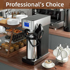 crosson Auto Filling Commercial Coffee Brewer, Plumbed Direct Waterline Drip Coffee Maker with 24 Hours Hot 2.2L Airpot Coffee Carafe Dispenser with Pump