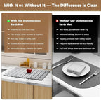 Large Stone Drying Mat for Kitchen Counter, 24"(L)×16"(W), Foldable Diatomaceous Earth Mat, Fast Drying & Absorbent Pad for Dishes, Bottles, Cups, Bathroom & Any Countertop (Gray)