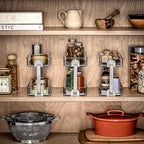 madesmart 2-Tier Plastic Multipurpose Kitchen Spice Organizer, Condiment Storage Spice Shelf for Cabinet Organization, Gray (Pack of 2)
