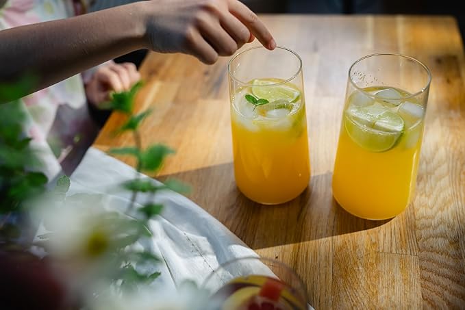 Krosno Water Glasses, Set of 6, Capacity 20 fl oz, Infinity Collection, Thin Highball Glasses,Clear Tall Glass Cups For Water, Juice, Drinks, and Cocktails, Dishwasher Safe, Made in Europe